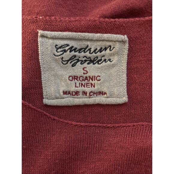 Gudrun Sjoden Organic Linen Tunic Sweater Women's Small Red Pullover Lagenlook - Picture 9 of 10